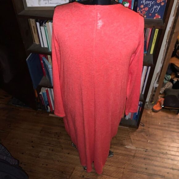 Lularoe coral pink S lightweight Sarah sweater duster with pockets - Picture 2 of 2